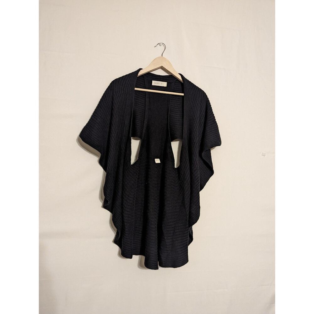 Laurie b sleeveless cardigan vest sweater cashmere black women's large (F8)